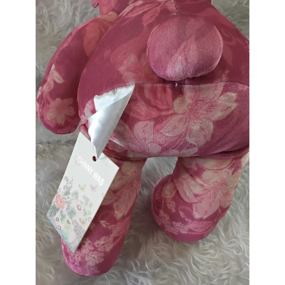 Johnny‎ Was Pink Printed Velvet Teddy Bear Floral Plush H88224-9 NWT